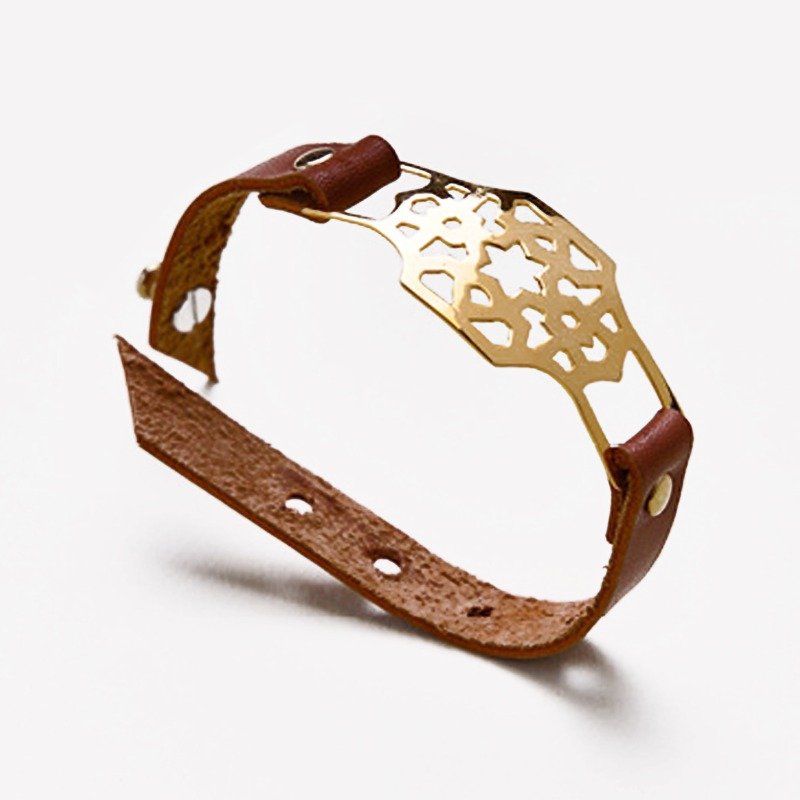 image Qaitbey Geometric Motif Leather Bracelet - Image 1