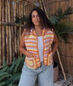 The Flowy Pockets Vest in Orange- Yellow - Lavendar